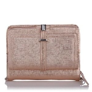 VINCE CAMUTO PEACH Metallic Leather Crossbody Bag